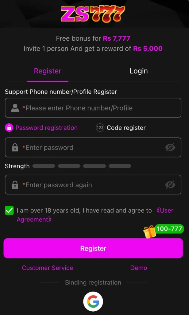 zs777 register