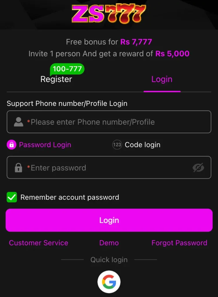 zs777 login